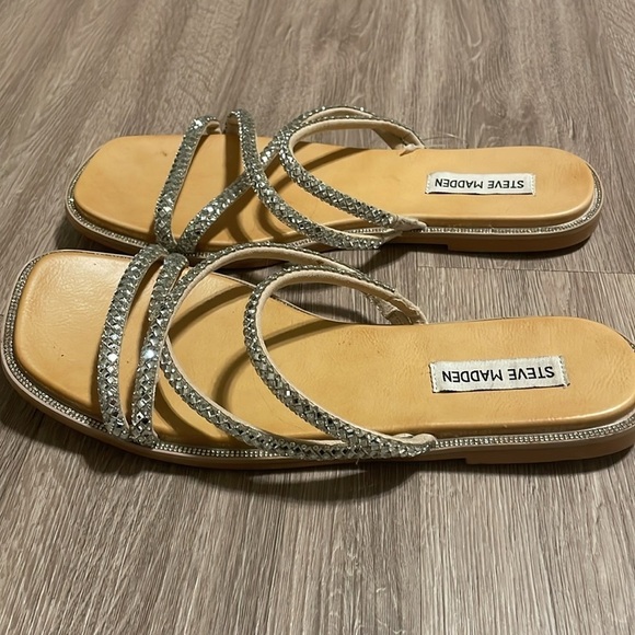 Steve Madden Women’s Spice Bling Slides Size 8 Sequins Costal Cowgirl Bohemian - Picture 3 of 15